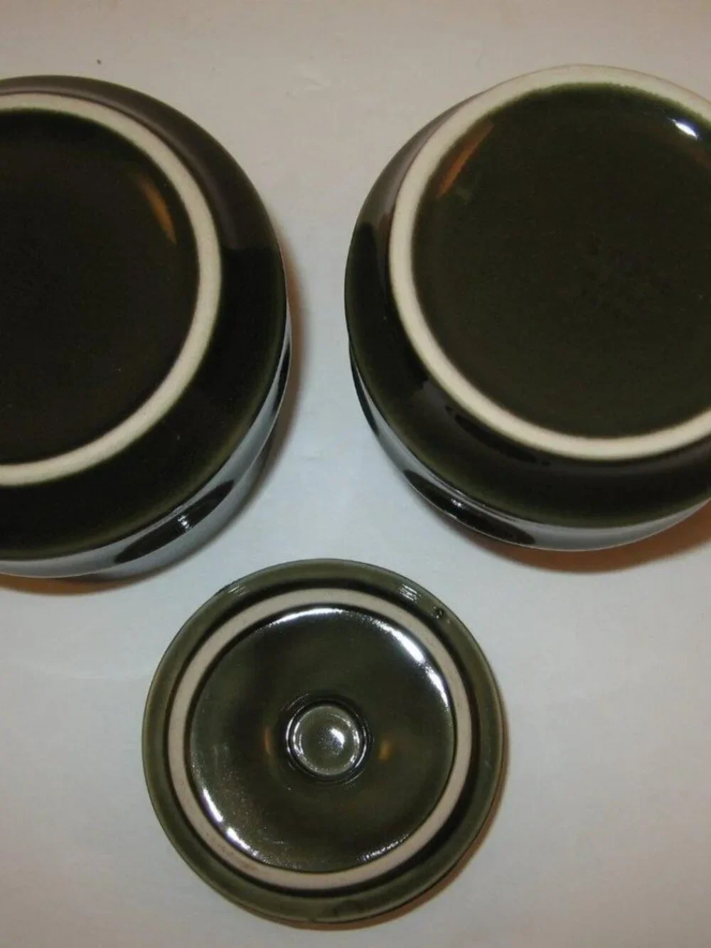 Vintage Stoneware Creamer & Sugar Forest Green